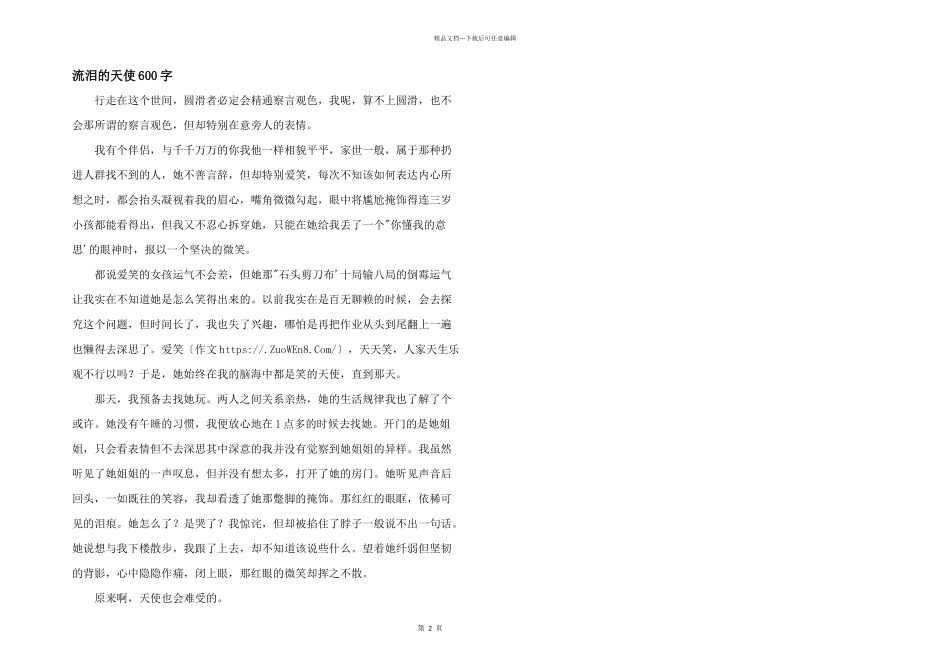 流泪的天使600字_第1页