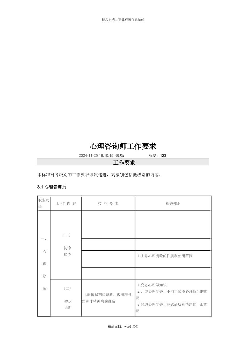浅析心理咨询师工作要求(2024整理)_第1页