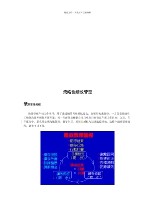 浅析策略性绩效管理