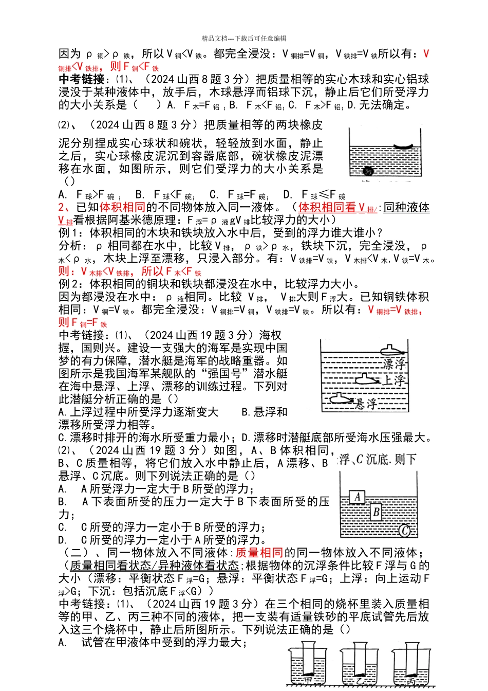 浮力典型例题——浮力大小的判断_第2页