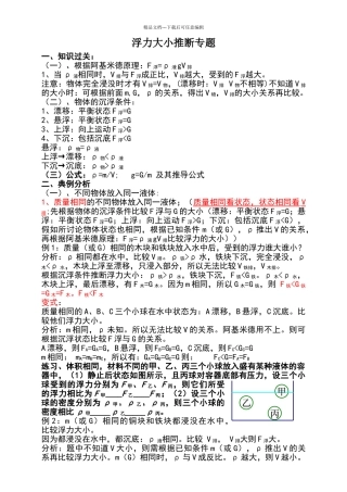 浮力典型例题——浮力大小的判断