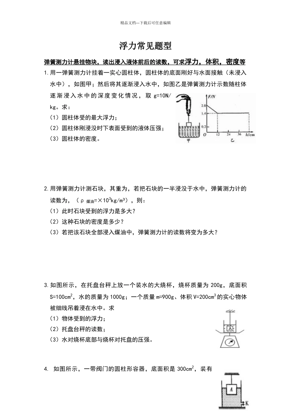 浮力常见题型及能力提升_第1页