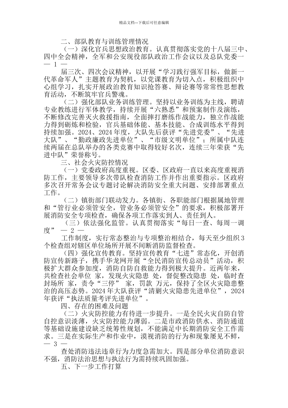 消防大队消防工作汇报_第3页