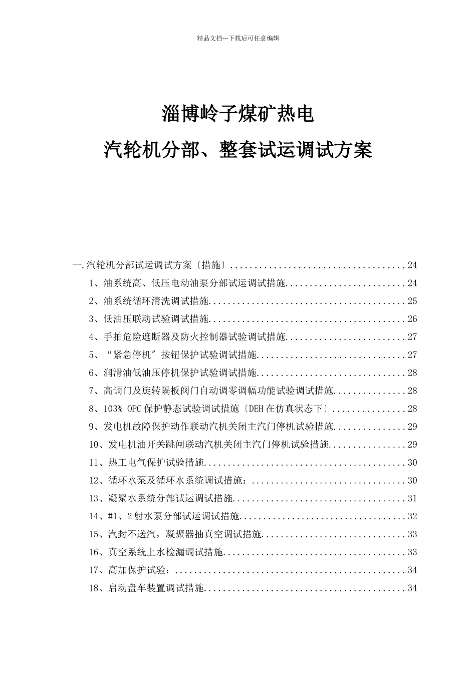 淄博煤矿热电调试方案_第1页