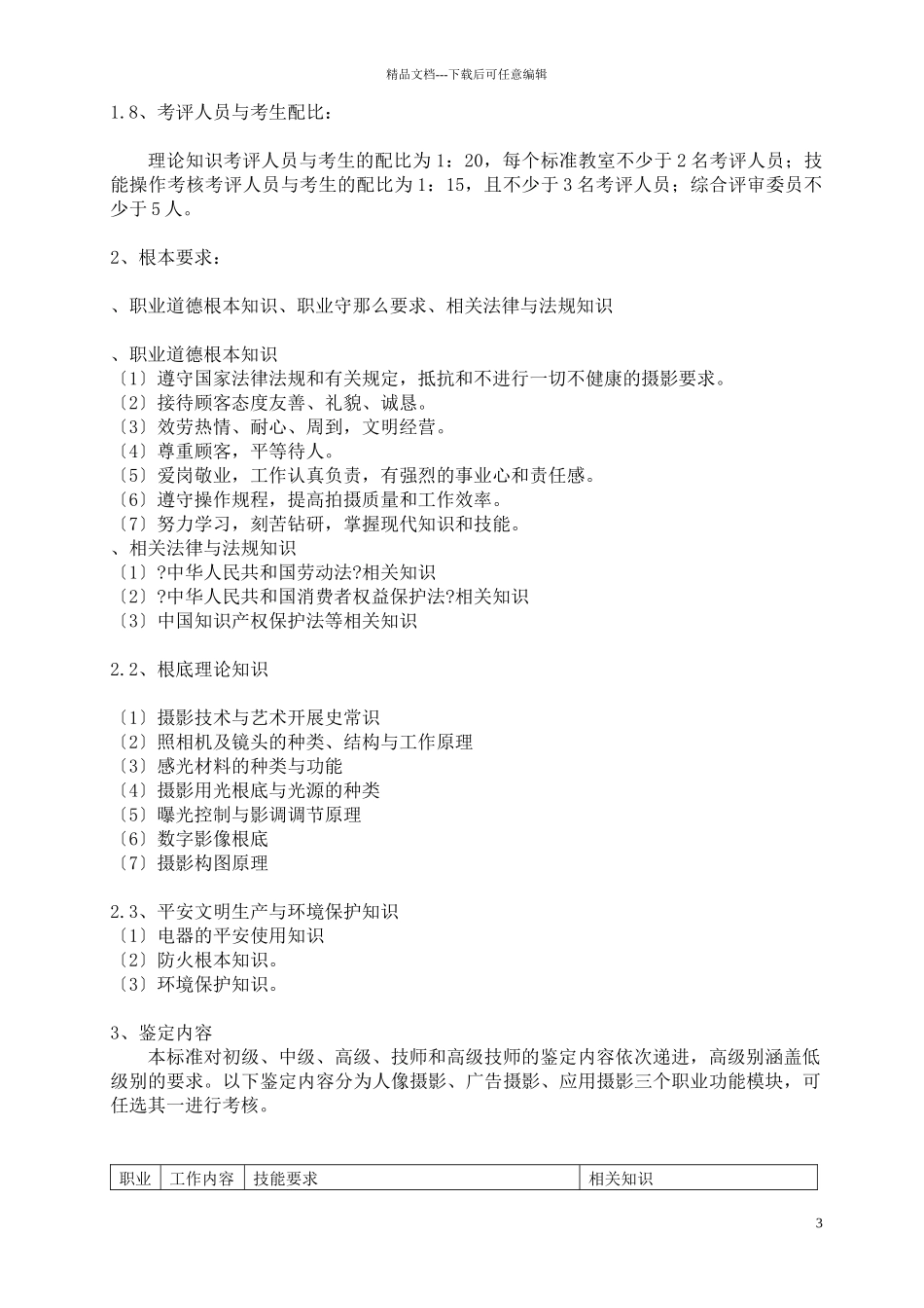 深圳市职业技能鉴定考核大纲_第3页