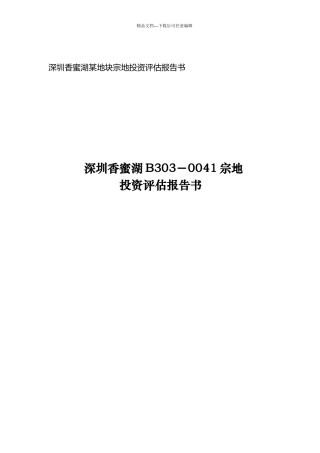 深圳某项目投资评估报告书