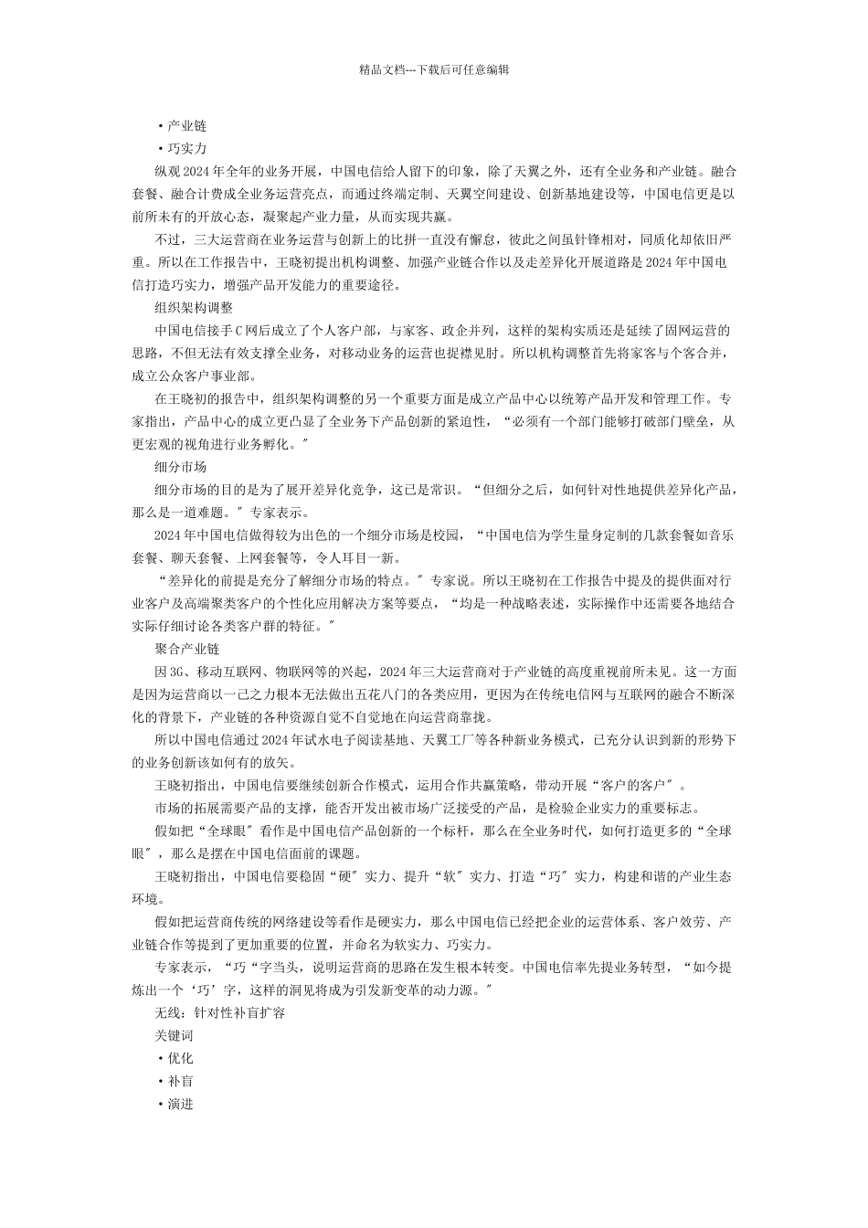 深度解析中电信XXXX细分领域策略_第2页