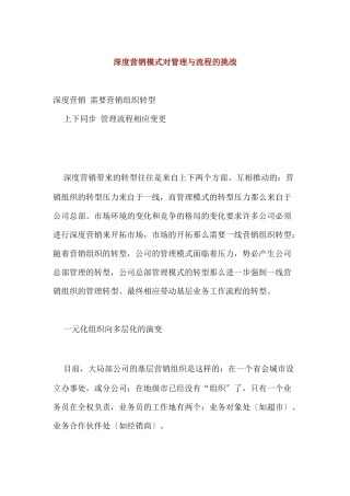 深度营销模式对管理与流程有何挑战
