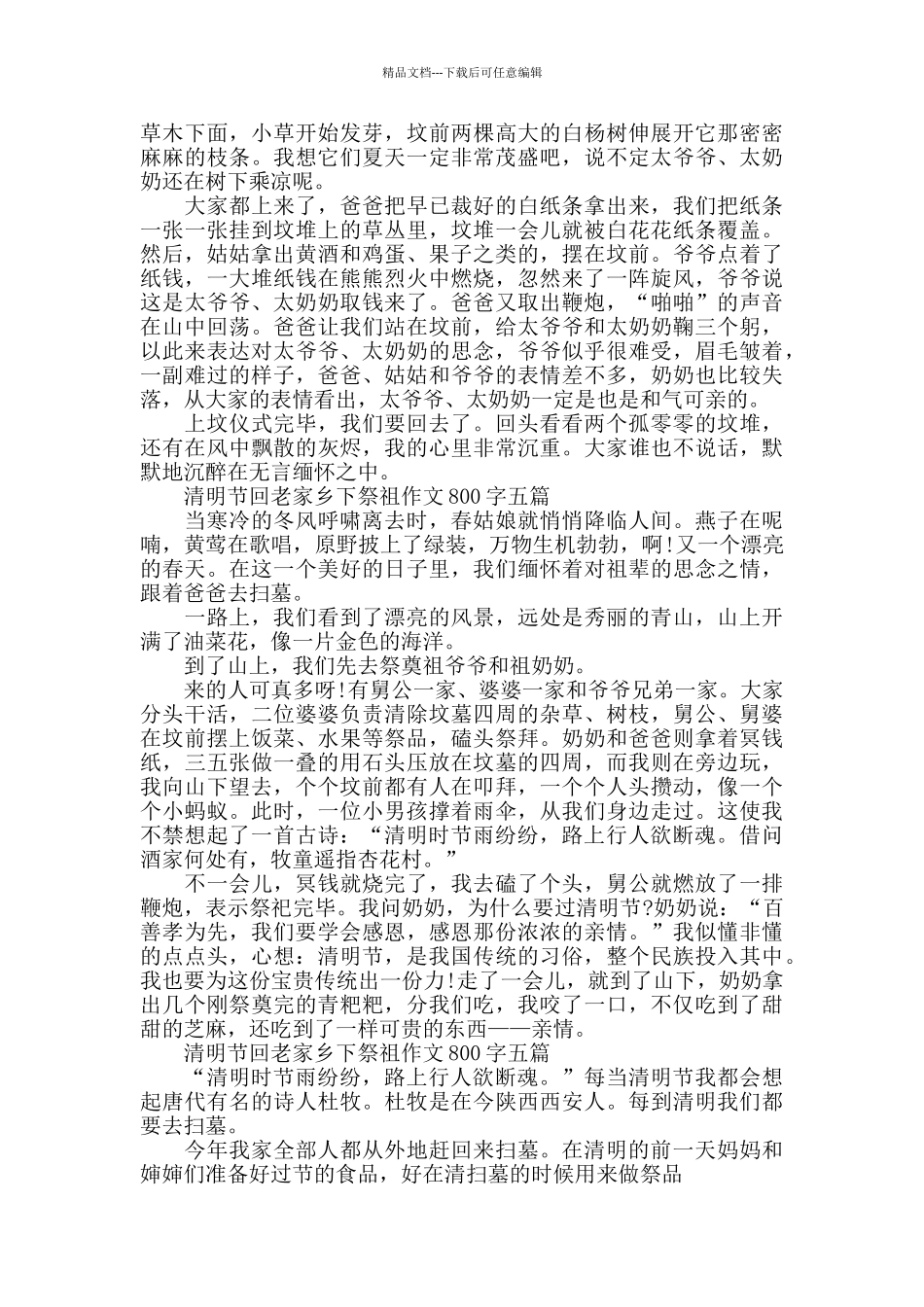 清明节回老家乡下祭祖作文800字五篇_第2页