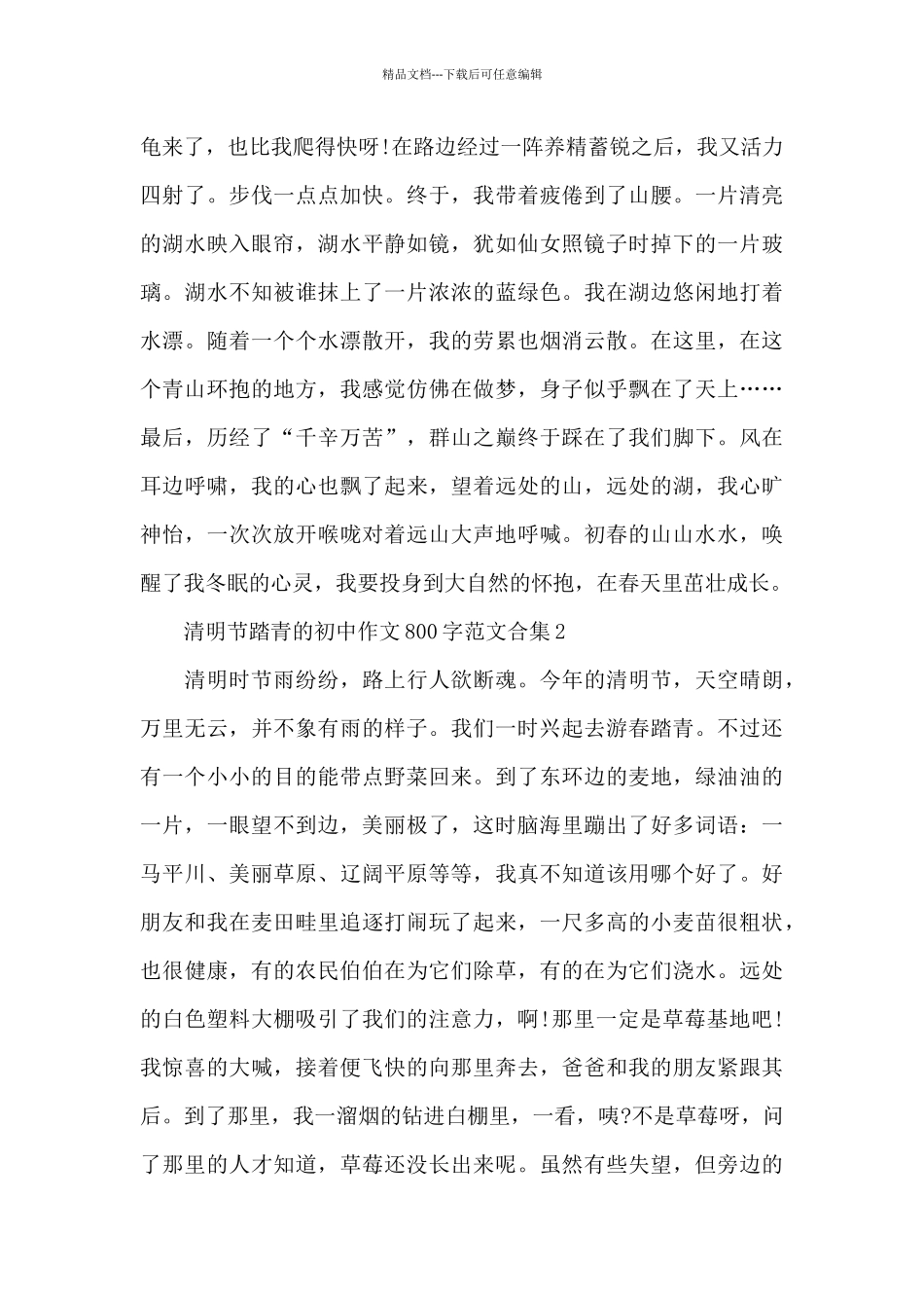 清明节踏青的初中作文800字范文合集五篇_第2页
