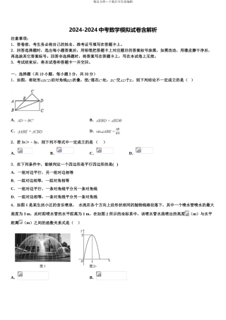 湖南师大附中中考联考数学试卷含解析