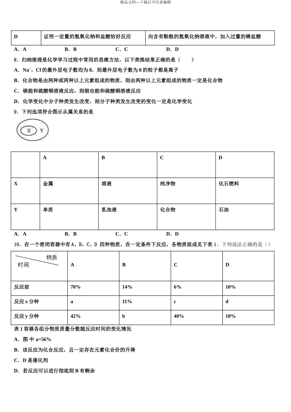 湖南师大附中博才实验中学毕业升学考试模拟卷化学卷含解析_第3页