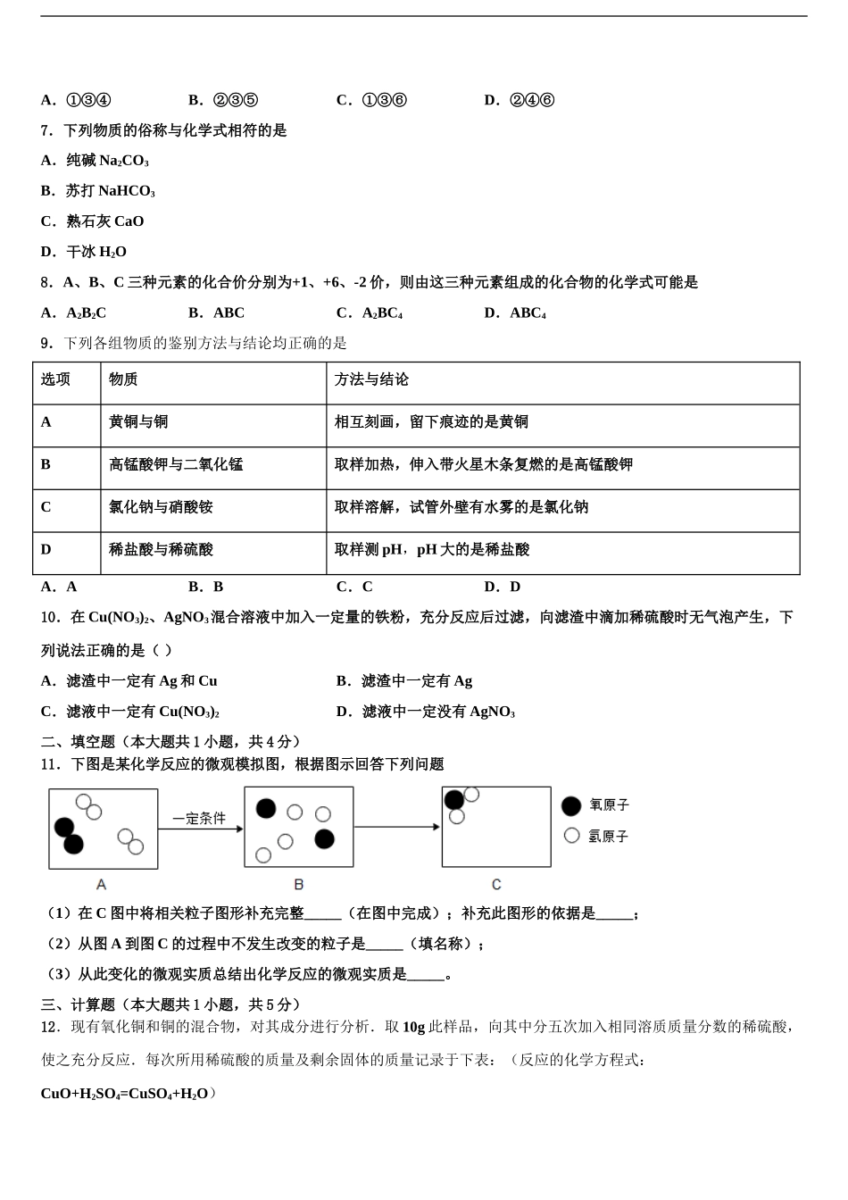 湖南省南县班咀中学中考联考化学试题含解析_第2页