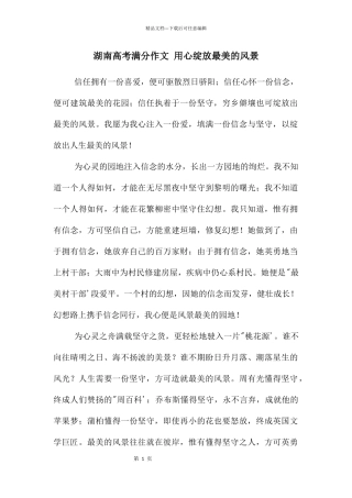 湖南高考满分作文