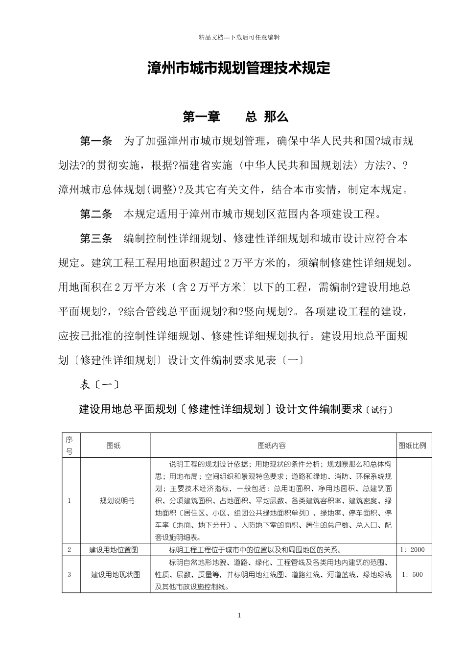 漳州市城市规划管理技术规定_第1页