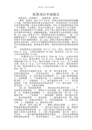 炭黑项目申请报告