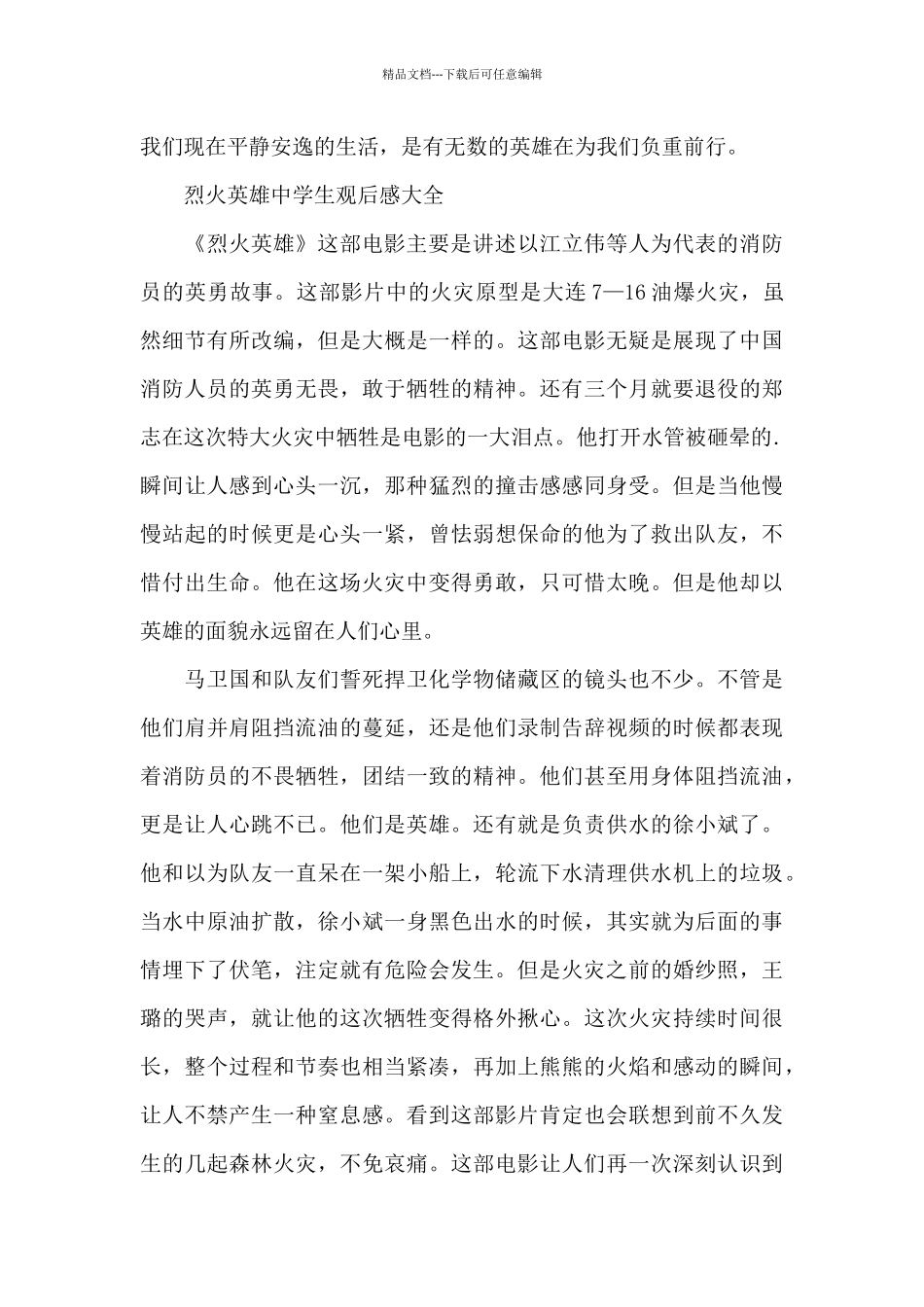 烈火英雄中学生观后感600字5篇_第3页
