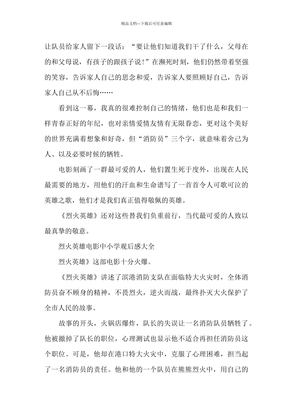 烈火英雄电影中小学观后感2024年5篇_第3页