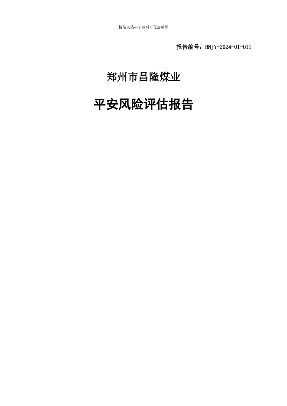 煤业有限公司安全风险评估报告_第1页