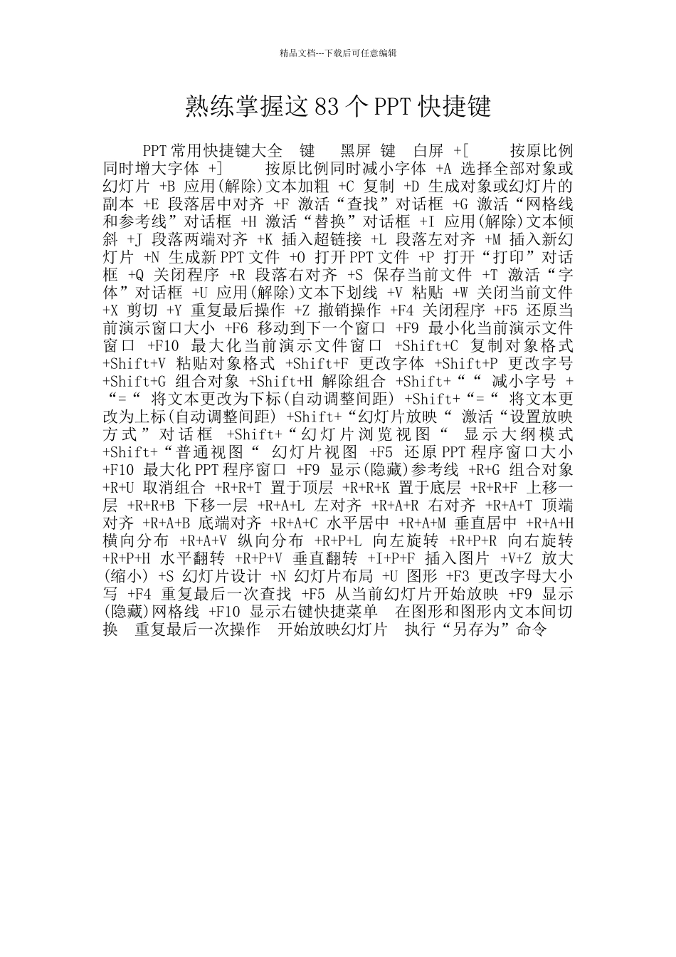 熟练掌握这83个PPT快捷键_第1页