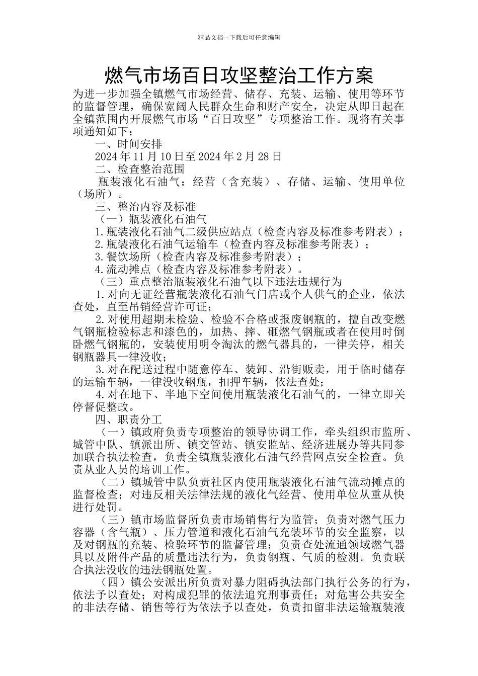 燃气市场百日攻坚整治工作方案_第1页