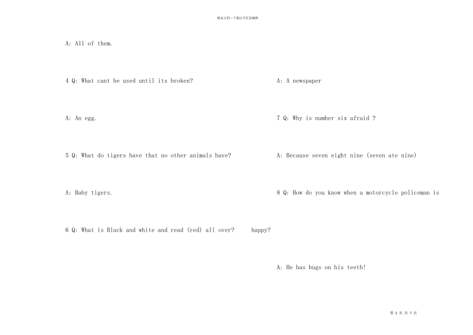 爆笑英语脑筋急转弯及答案_第2页