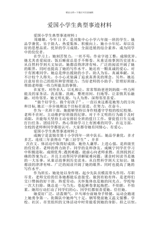 爱国小学生典型事迹材料