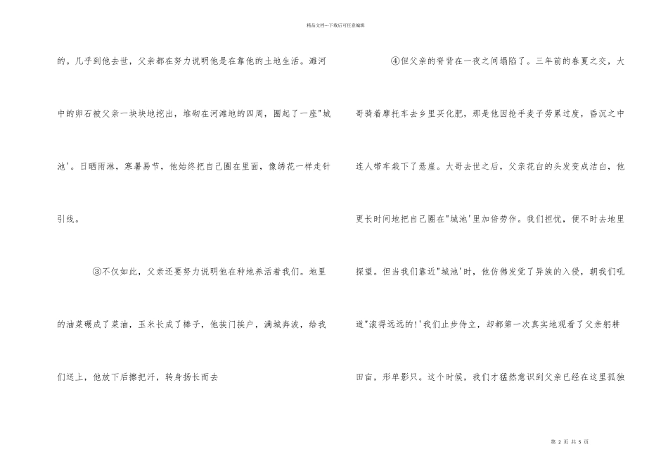 父亲的城池阅读答案_第2页