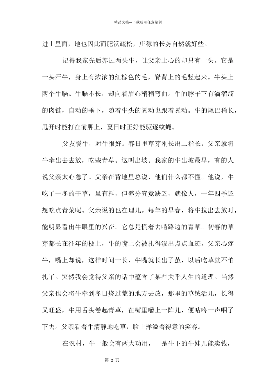 父亲的老牛作文3000字_第2页