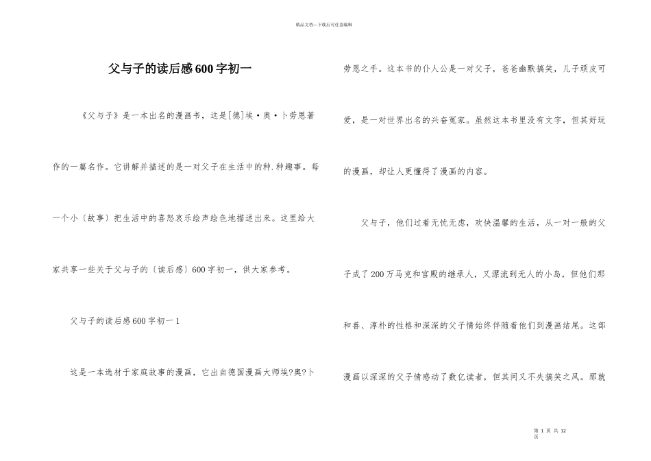 父与子的读后感600字初一_第1页