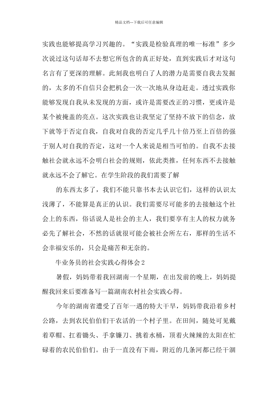 牛业务员的社会实践心得体会_第2页