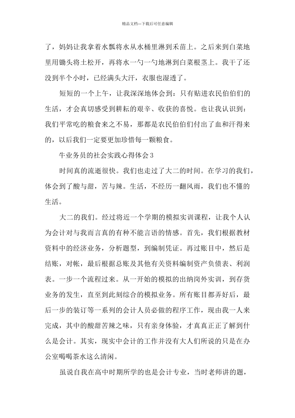 牛业务员的社会实践心得体会_第3页