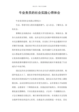 牛业务员的社会实践心得体会