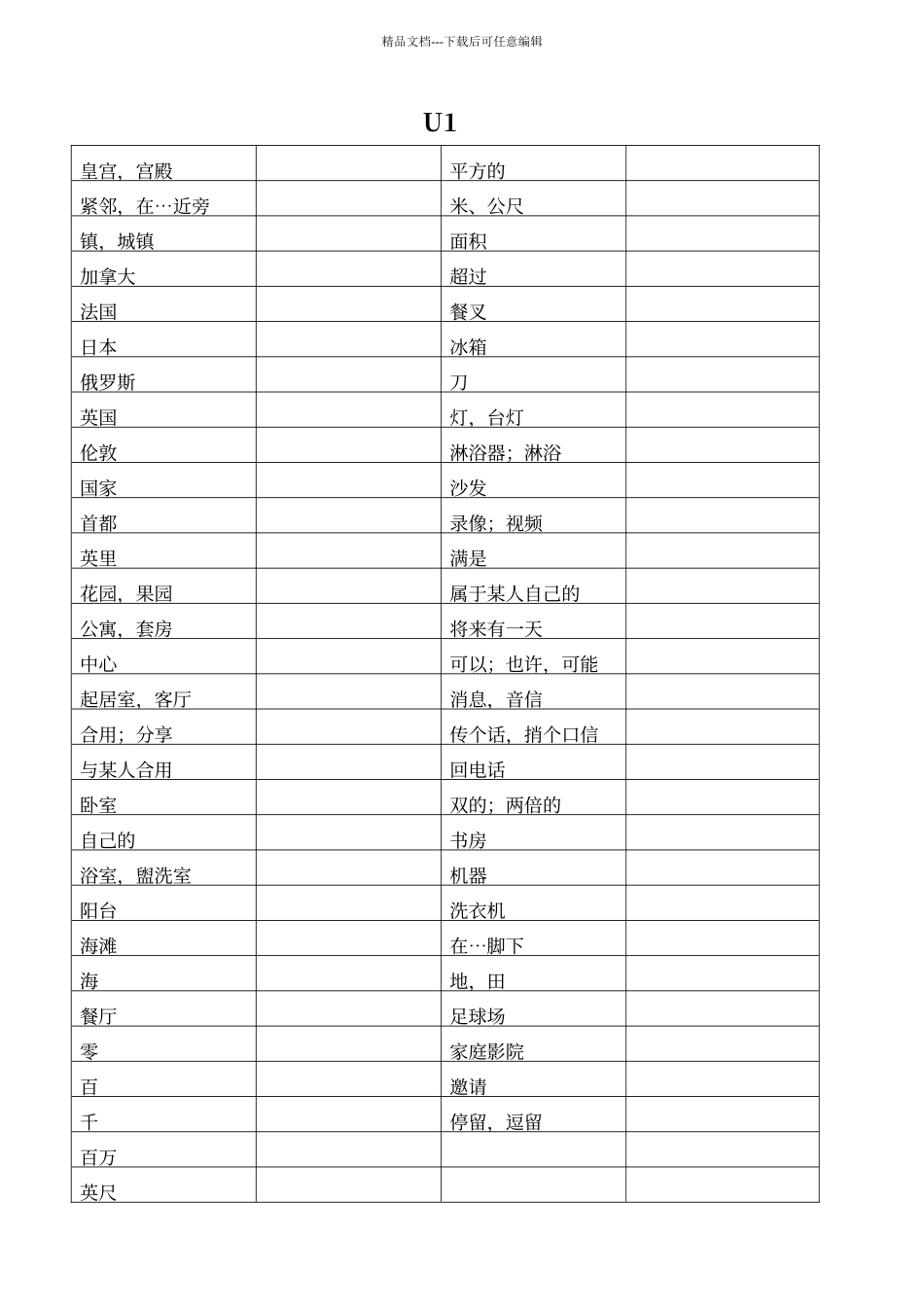 牛津初中英语译林版7B全册单词默写表_第1页