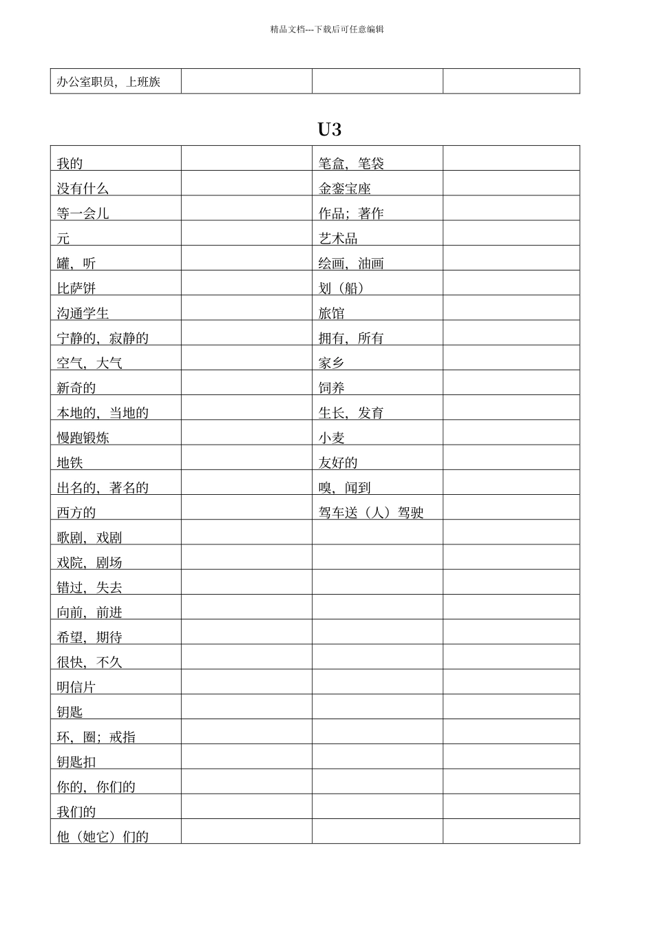 牛津初中英语译林版7B全册单词默写表_第3页