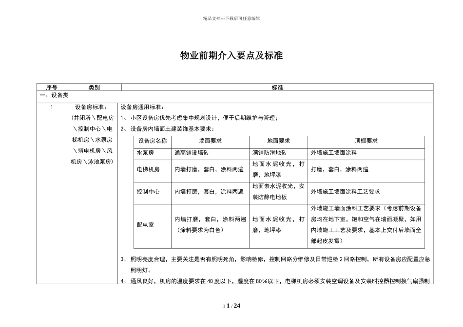 物业前期介入要点及标准_第1页
