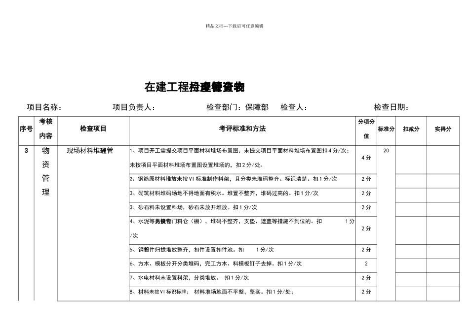 物资管理检查评分表_第2页
