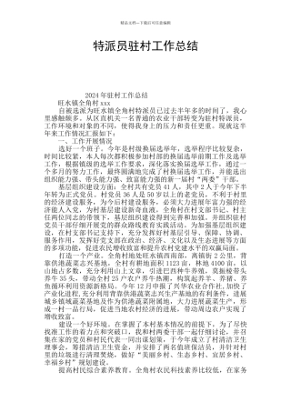 特派员驻村工作总结