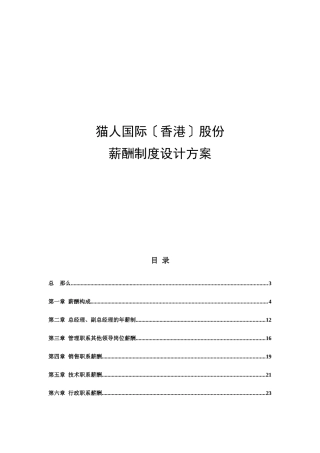 猫人国际薪酬制度设计方案(2024修订版)