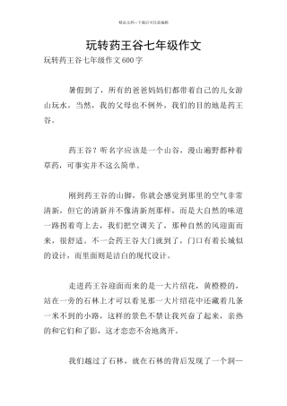 玩转药王谷七年级作文
