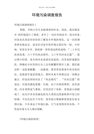 环境污染调查报告