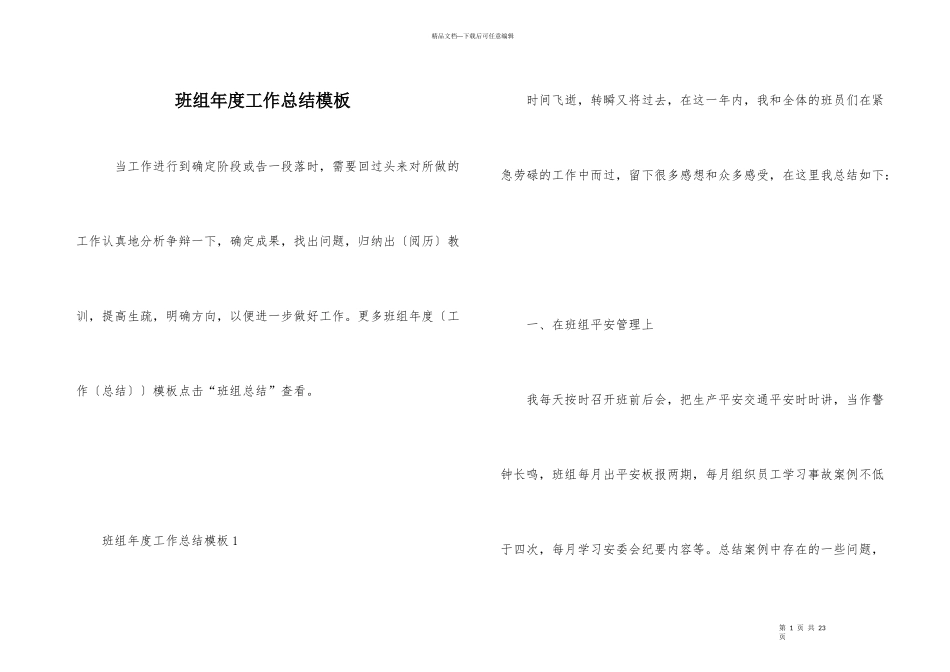 班组年度工作总结模板_第1页