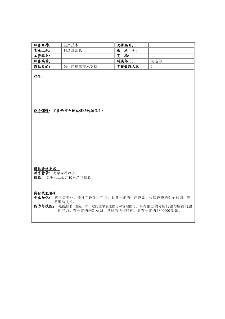 理想科学公司制造部生产技术岗位说明书_第2页
