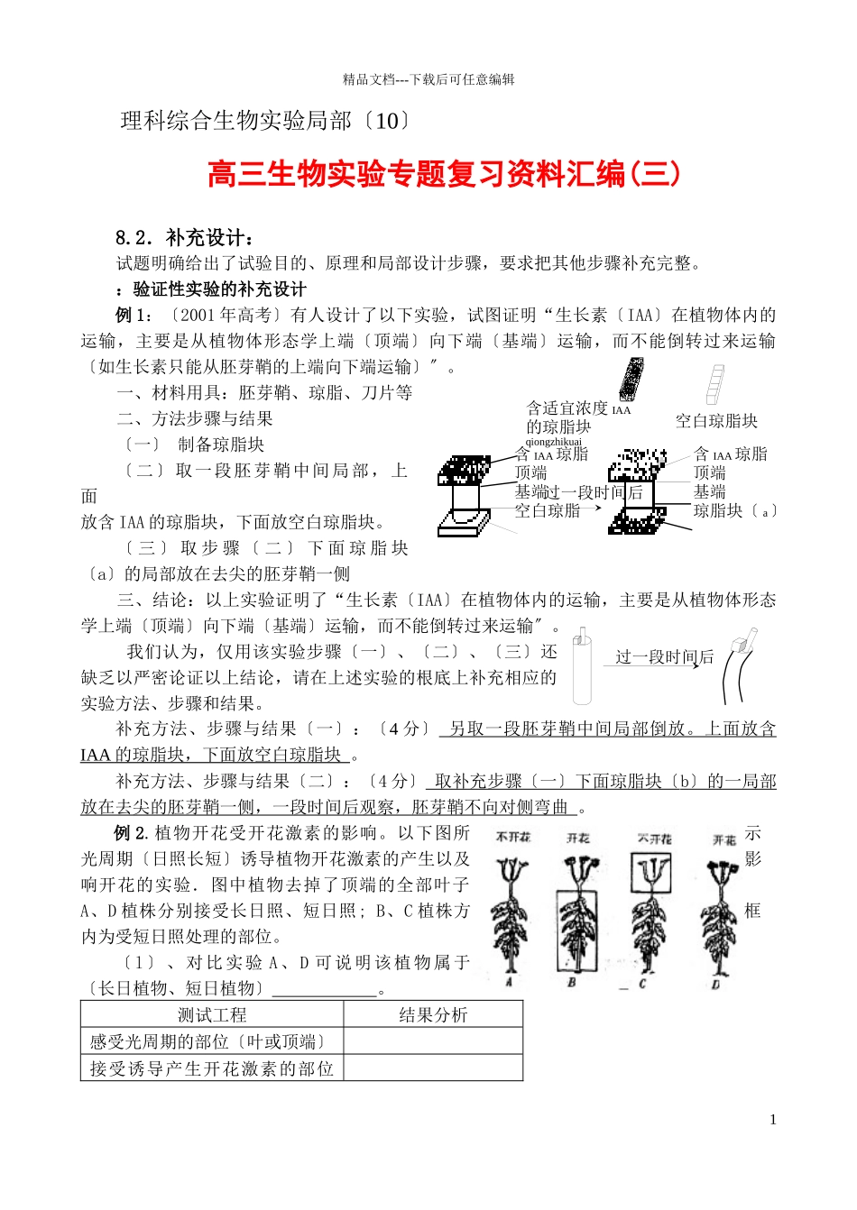 理科综合生物实验部分_第1页