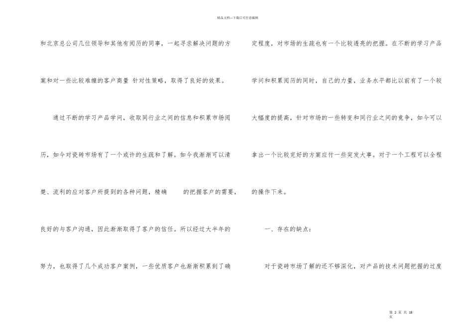 瓷砖销售人员的工作总结_第2页