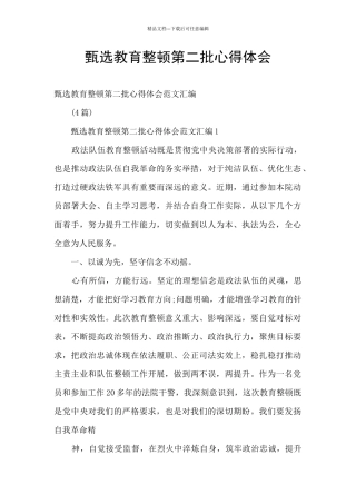 甄选教育整顿第二批心得体会