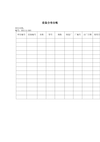 生产记录表格设备分布台帐