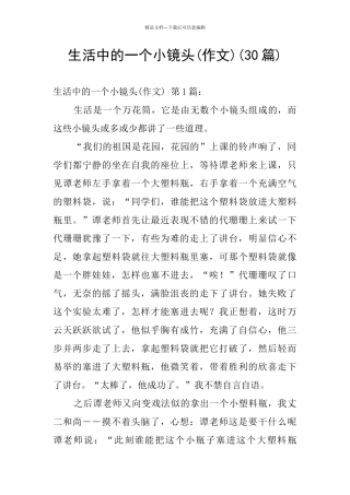 生活中的一个小镜头(30篇)