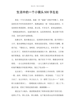 生活中的一个小镜头500字左右