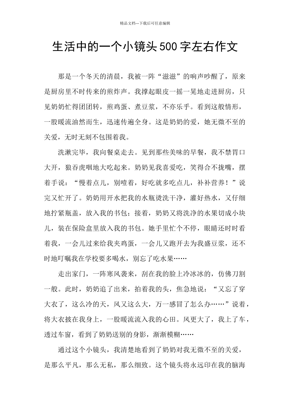 生活中的一个小镜头500字左右作文_第1页